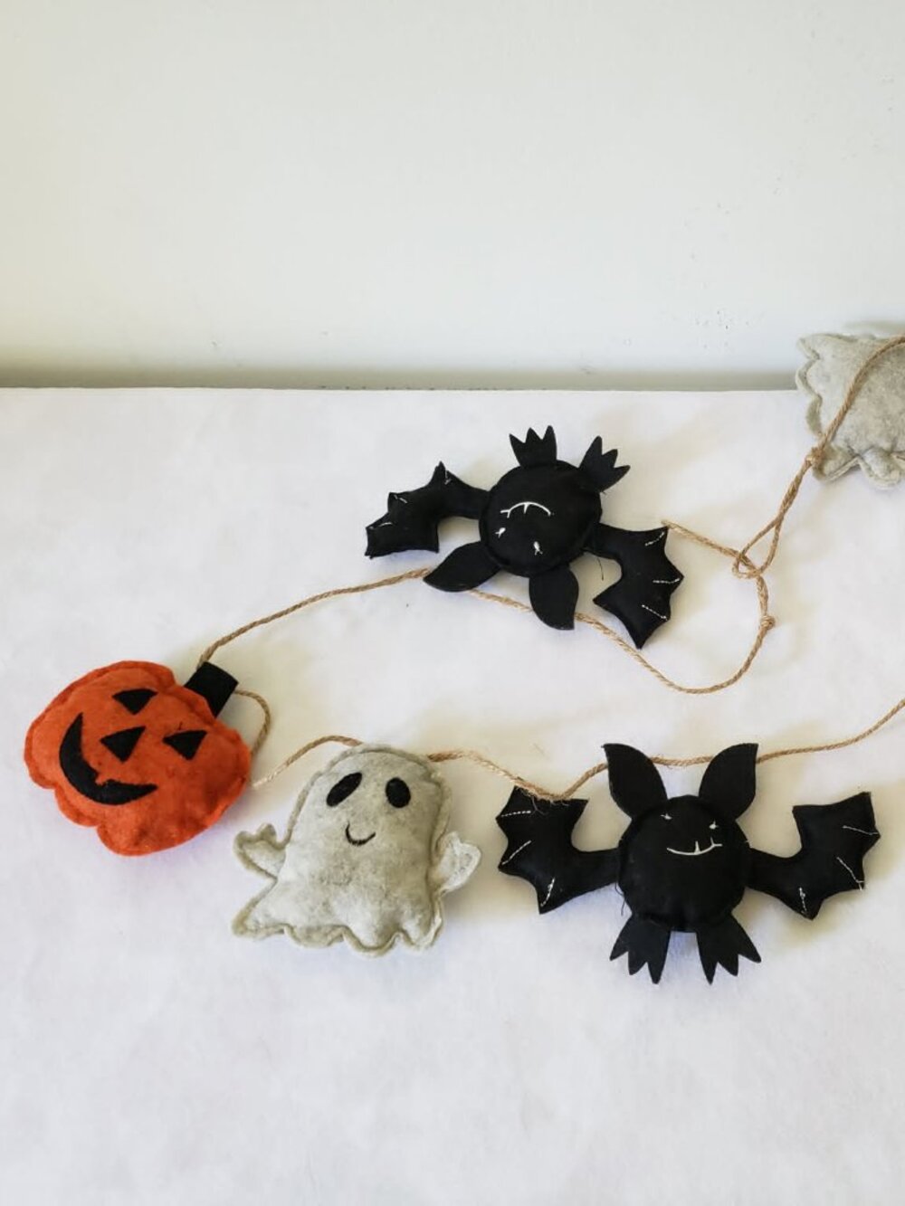 halloween felt garland jack o lantern ghost and bat